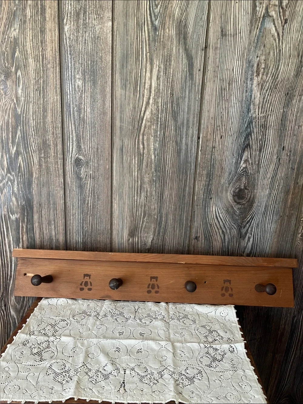 Wooden Wall Hook Rack in Brown - Unbranded